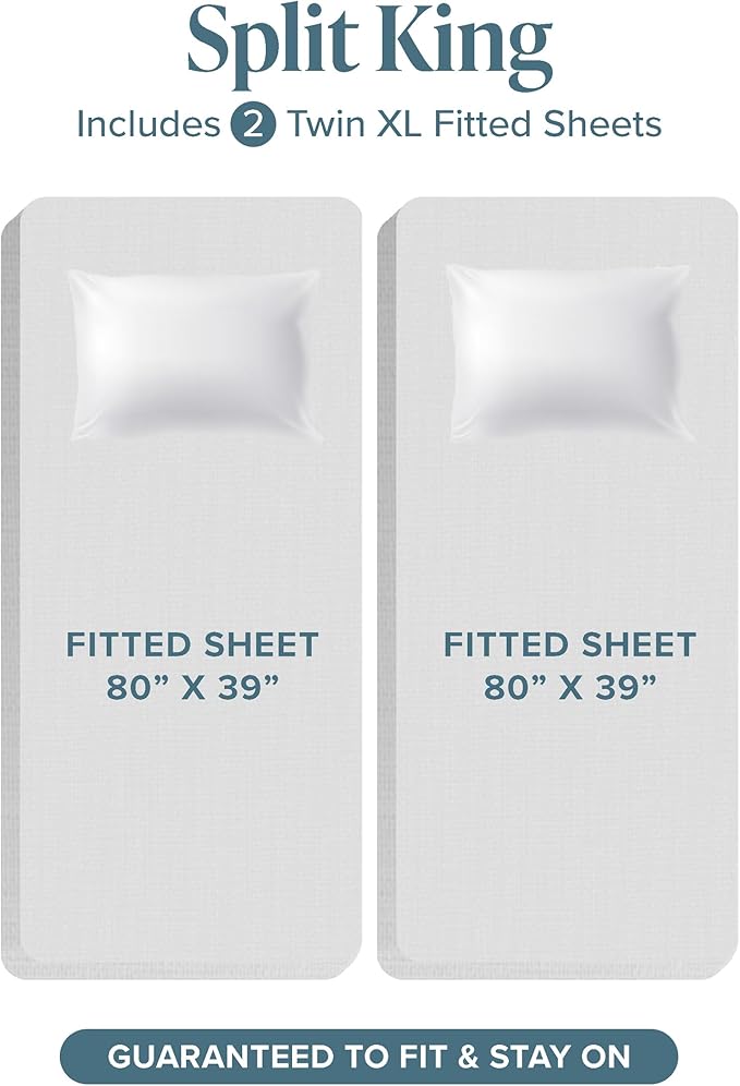 Bare Home Split King Sheet Set - 1800 Ultra-Soft Microfiber Bed Sheets - Double Brushed - Deep Pockets - Easy Fit - 5 Piece Set - Bedding Sheets & Pillowcases (Split King, Midnight Blue)