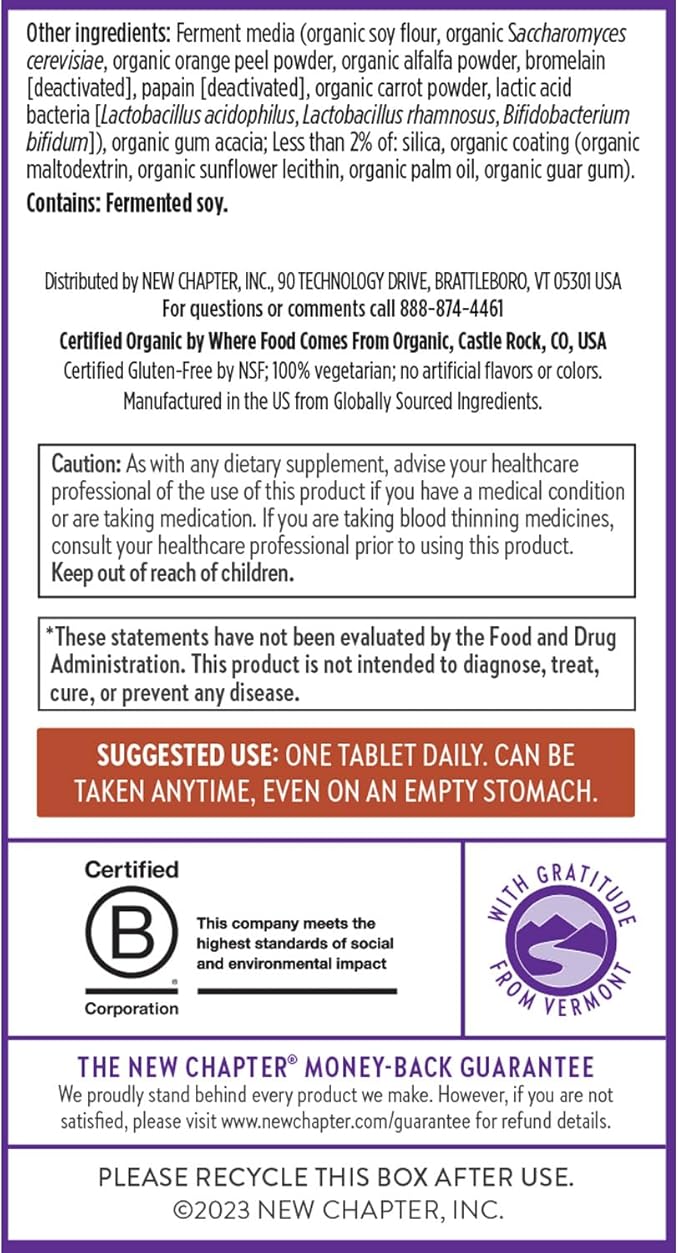 New Chapter Men’s Multivitamin, B6, Extra B12, D3, Vitamin C & Zinc, Immune, Heart, Cellular Energy, and Brain Health, Gentle on The Stomach, One Daily, Non-GMO, Gluten-Free, 18+, 72 Tablets