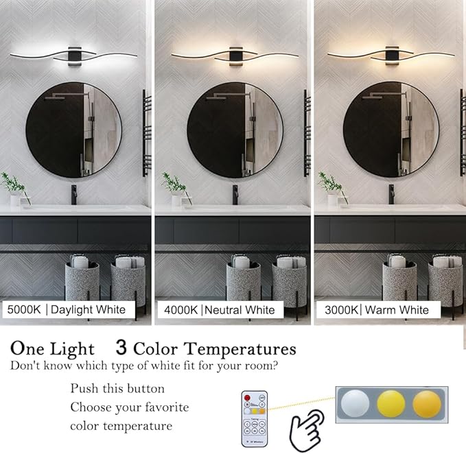 Daunton Hardwired Modern Wall Sconce Set of Two with Remote Control, Dimmable LED Wall Sconces Lighting Set of 2, Large Black Wall Light, LED Wall Lamp for Bedroom Living Room Bathroom 40.5" Length