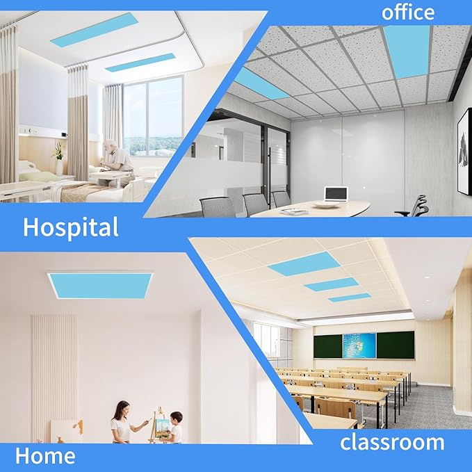 Torixqi 8 Pcs Fluorescent Light Covers for Ceiling Lights Classroom, Magnetic Light Filters, Fluorescent Light Diffuser Covers for Office, Hospitals, Home 4 x 2 Feet (blue)
