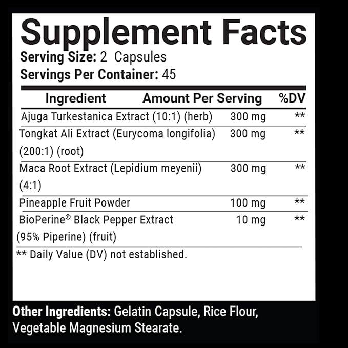 Testosterone Booster for Men Maximum Strength (3rd Party Lab Tested) Maca, Turkesterone, Tongkat Ali, Testosterone Supplement for Men Test Booster - Pills