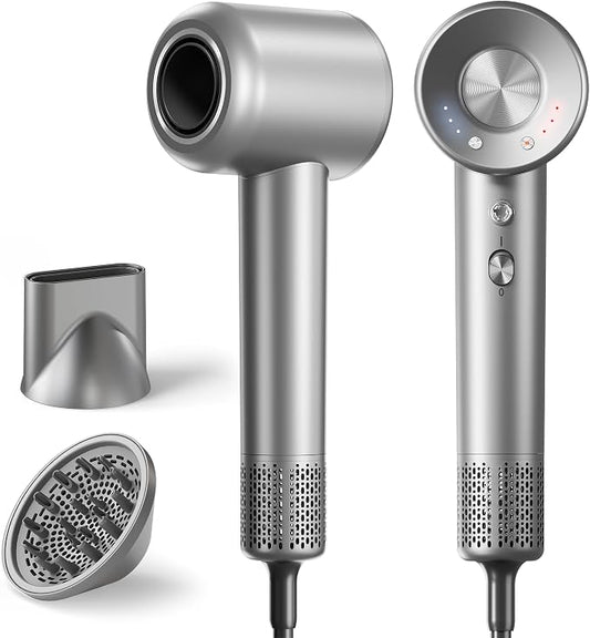 Hair Dryer, 160000 RPM High-Speed Ionic Blow Dryer with Magnetic Diffuser, Fast-Drying Hair Dryer for Women, 500M Negative Ions Frizz Control, Low-Noise Hairdryer for Home & Salon