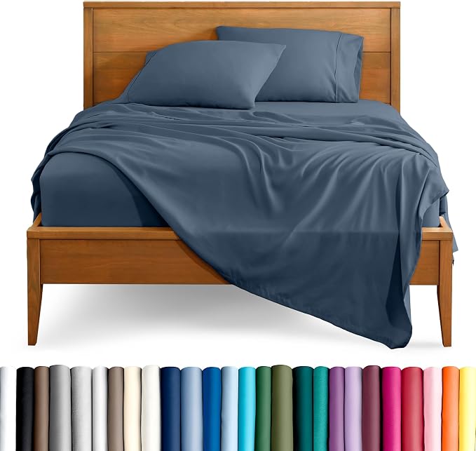 Bare Home Full Sheet Set - 1800 Ultra-Soft Microfiber Full Bed Sheets - Double Brushed - Deep Pockets - Easy Fit - 4 Piece Set - Bedding Sheets & Pillowcases (Full, Bering Sea)