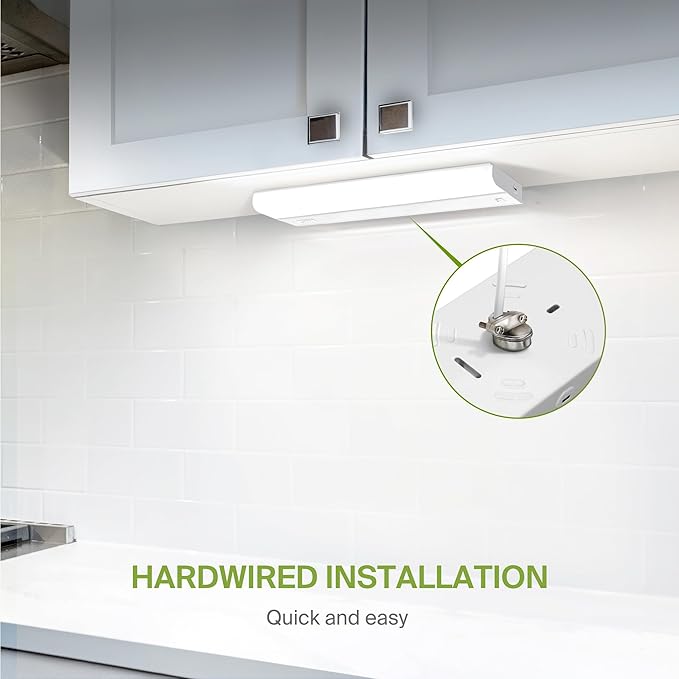 ASD LED Under Cabinet Lighting Hardwired, 18 Inch 10W 2700K-5000K Selectable, 807LM, CRI90+, Direct Wire Linkable Under Counter Lights for Kitchen, Dimmable Under Cabinet Lights, White, UL, 20 Pack