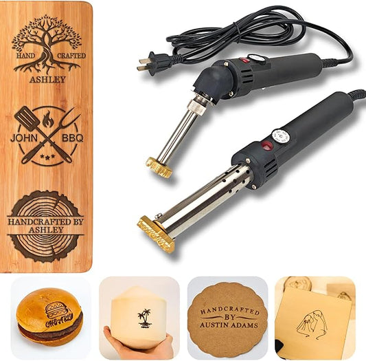 Custom Electric Branding Iron For Wood, Black Temperature-Controlled Electric Branding Iron, Personalized Logo Branding Iron, Leather Branding Iron (Black Adjustable Temperature iron)