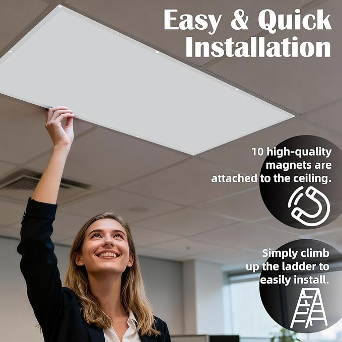 ANGSYLTH 8 Pcs Fluorescent Light Covers - 4 x 2 Feet Covers for Ceiling Lights, 8 x 10 Magnetic Light Filters for Classroom, Office, Hospitals (Light Gray-2)