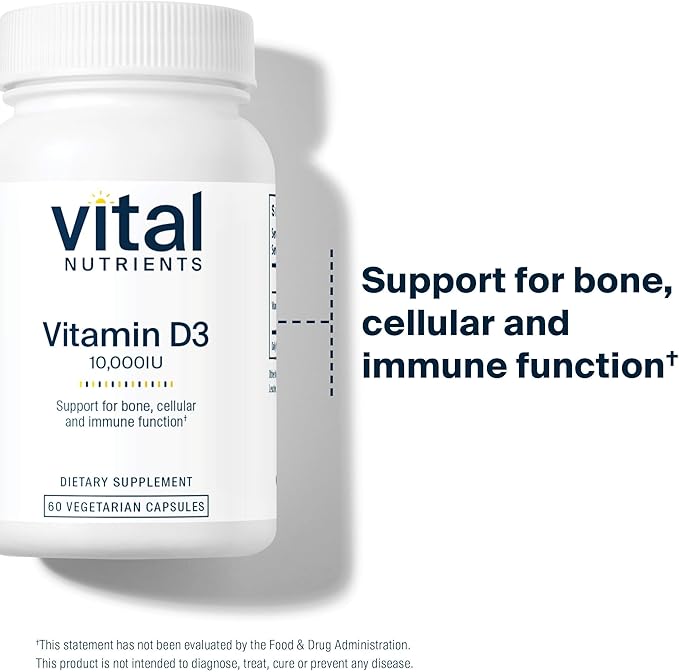 Vital Nutrients ビタミンD 10000 IU - ビタミンD3サプリメント - 健康な骨、歯、筋肉* - 細胞および免疫機能 - カルシウム吸収 - グルテン、乳製品、大豆不使用 - 60カプセル