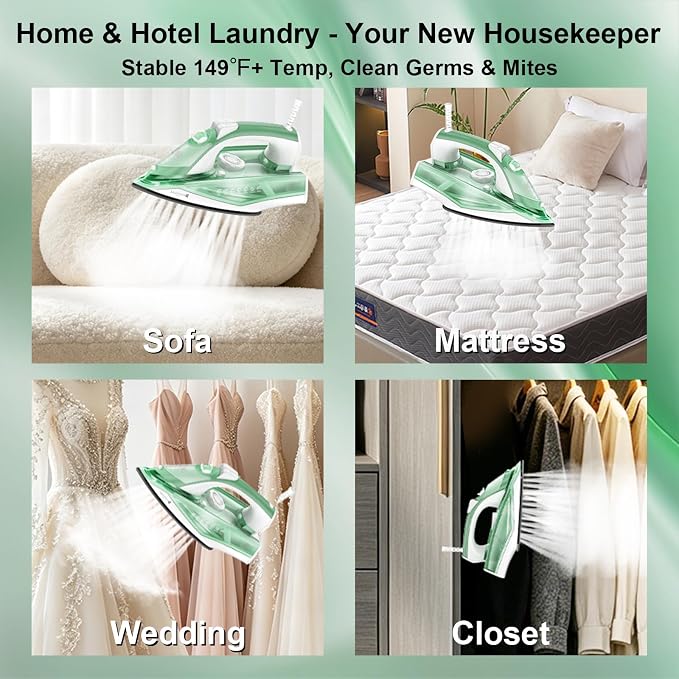 Martisan Steam Iron Lite, 1600W, 15s Fast Heat-up, Extra Soleplate for Heat Reserve, Precise Adjustable Temp, Non-stick Ceramic Panel, Anto-off, Anti-drip, Anti-calc, Home Laundry