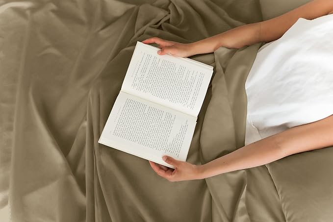 Full 6 Piece Sheet Set - Comfy Breathable & Cooling - Ultra Soft Hotel Luxury Bedding Set with 8-16 Inch Deep Pockets - 1 Flat & 1 Fitted Sheet & 4 Pillowcases - Cozy, Wrinkle Free & Easy Care - Khaki