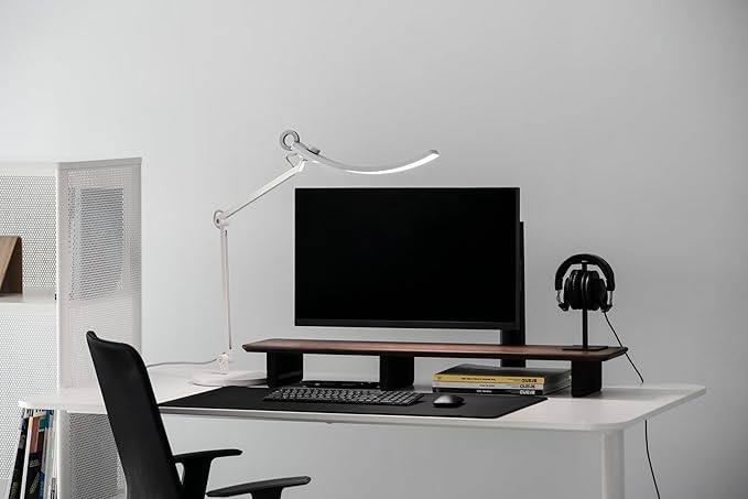 BenQ e-Reading Desk Lamp - Ultrawide and Bright Lighting, Dimmable, Dual Smart Mode, Adjustable Arm, Auto-dimming, High CRI, Eye-Caring Lamp for Home Office, Reading, Study, Craft, Matte Silver