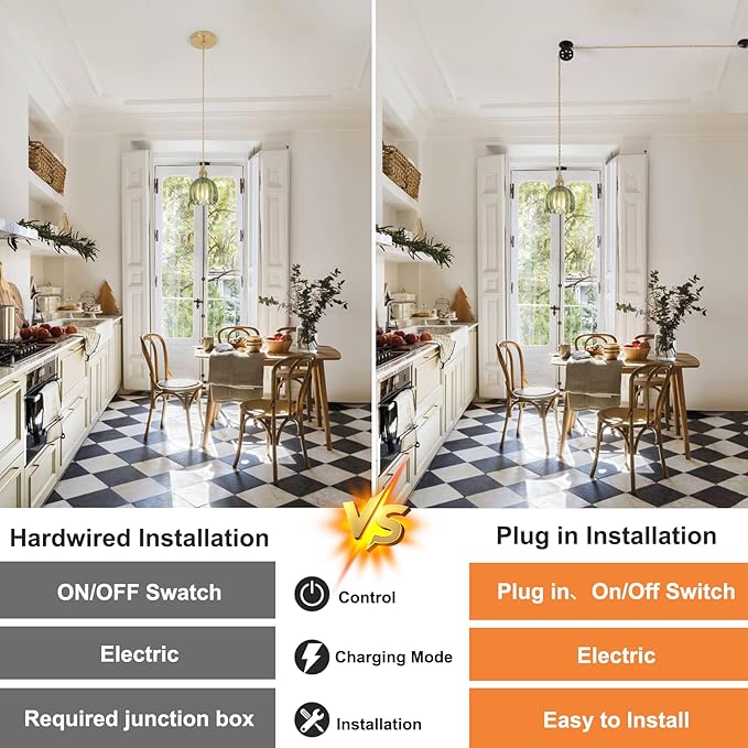 Shenmoyl Plug in Pendant Light Hanging Light Fixture Corded On/Off Switch Brass Pendant Light with Green Tulip Glass Lampshade for Bedroom Living Room Kitchen Island