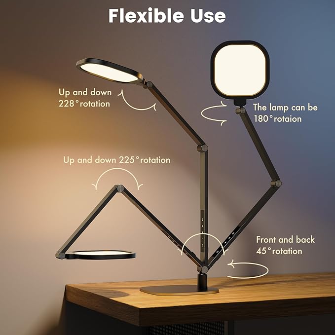 Desk Lamp for Home Office, 1200LM Computer Zoom Lighting with CRI >95, Memory & Timer Function, Dimmable Desktop Ring Light for Video Calls, Conference, Reading, Streaming, Podcasting, 3000K-6500K