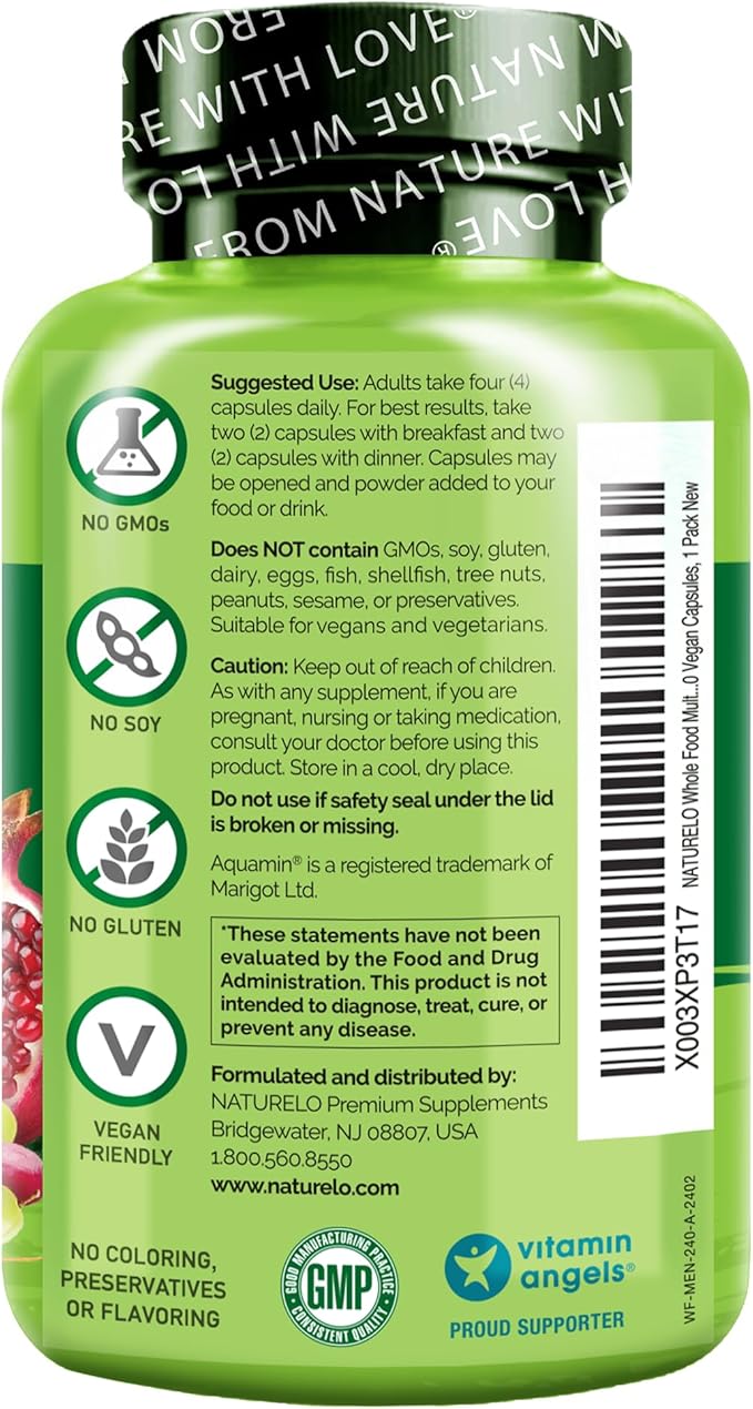 NATURELO Multivitamines pour Hommes - Multivitamines complètes pour hommes avec vitamines, minéraux - 240 capsules végétariennes pour l'énergie, la santé du cerveau, du cœur et des yeux* (Lot de 2)