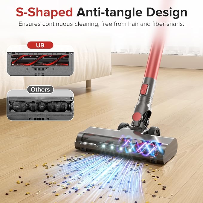 Tipdiy Cordless Vacuum Cleaner with Self-Standing, 40KPA Stick Vacuum Cleaners for Home, 8-in-1 Lightweight Rechargeable Vacuum, 7-Layer Filtration,Ideal for Carpet, Pet Hair, Hardwood Floors