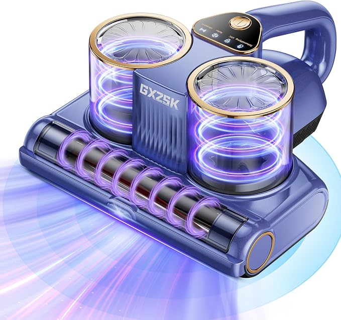 Mattress Vacuum Cleaner, 16kPa Bed Vacuum Cleaner with 253.7nm UV-C Light, Ultrasonic & 140℉ Heating, Dual Cup & Widen Suction Port Handheld Vacuums for Bed, Sofa, Couch, Crib (500W, Corded)