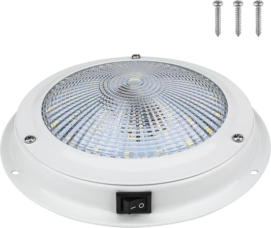 RVZONE Marine Boat Dome Light 12V LED Boat Interior Lights with Toggle Switch 5.5" LED Boat Cabin Lighting with Stainless Steel Surface Mount