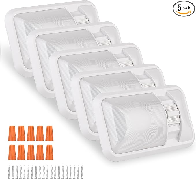 RVZONE 12V Led RV Ceiling Dome Light Frosted RV Interior Lighting 500LM 4W Natural White Single Dome Light Fixture for RV Trailer Camper Truck Van Boat (4000-4500K)