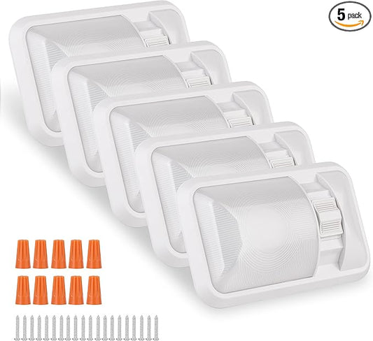 RVZONE 12V Led RV Ceiling Dome Light Frosted RV Interior Lighting 500LM 4W Natural White Single Dome Light Fixture for RV Trailer Camper Truck Van Boat (4000-4500K)