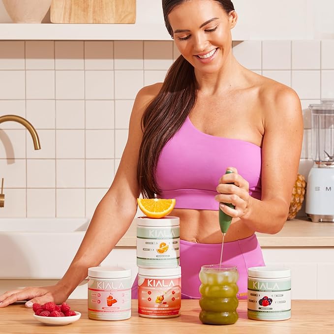 Kiala Nutrition スーパーグリーン、スピルリナ＆クロレラ配合オーガニックグリーンパウダー 消化、腸の健康、免疫、エネルギーに。グルテンフリー、ヴィーガン、シュガーフリー、スペクトラブレンド、マイアミバイスフレーバー 30食分