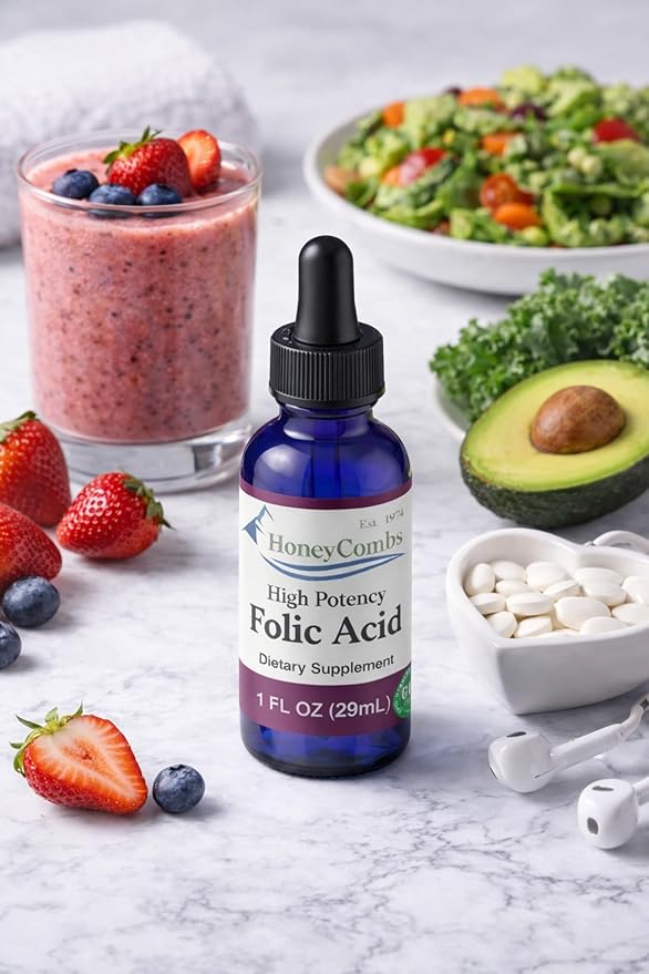 Vitamin B9 (Folic Acid) Drops – B Vitamin Liquid Folate Drops to Support Blood Cells, Brain Function & Liver – Liquid Vitamins for Pregnancy – Alcohol-Free, Gluten Free Folic Acid Supplement, 1 Fl Oz.