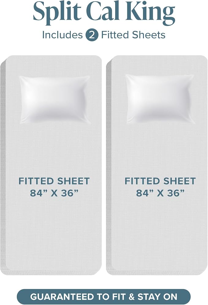 Bare Home Split California King Sheet Set - 1800 Ultra-Soft Microfiber Bed Sheets - Double Brushed - Deep Pockets - Easy Fit - 5 Piece Set - Bed Sheets (Split Cal King, Wheat)