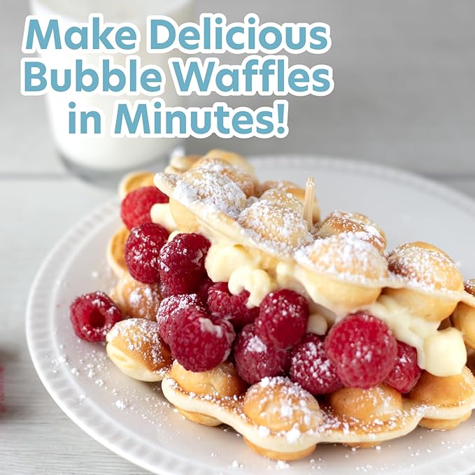 CucinaPro Bubble Waffle Maker, Electric Nonstick Hong Kong Egg Iron Griddle | Ready Indicator Light, Ready in under 5 Mins w Recipe Guide- Homemade DIY Ice Cream Cones- Special Breakfast or Dessert Gift
