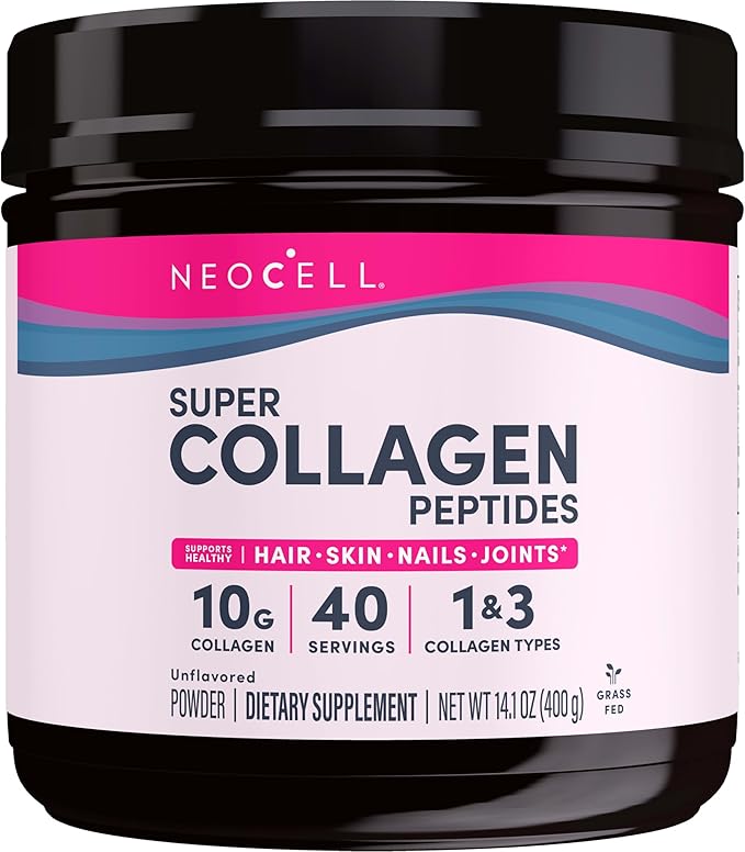 NeoCell Grassfed Collagen Peptides Powder | 14 oz | Unflavored | for Women and Men | Hair, Skin, & Nails