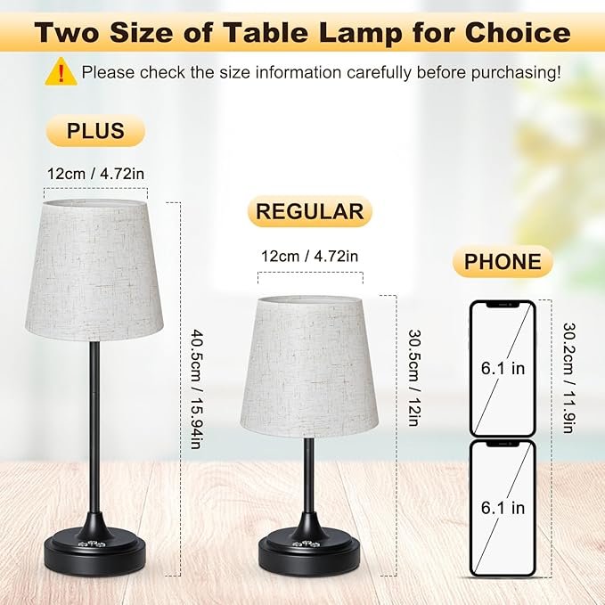 Wowag Small Cordless Table Lamp Rechargeable,5000mAh Battery Operated Desk Lamp,3 Colors & 7 RGB Stepless Dimmable,Touch Ambient Light for Bedside,Bedroom,Dining Room,Living Room,Black,FlaxenShade
