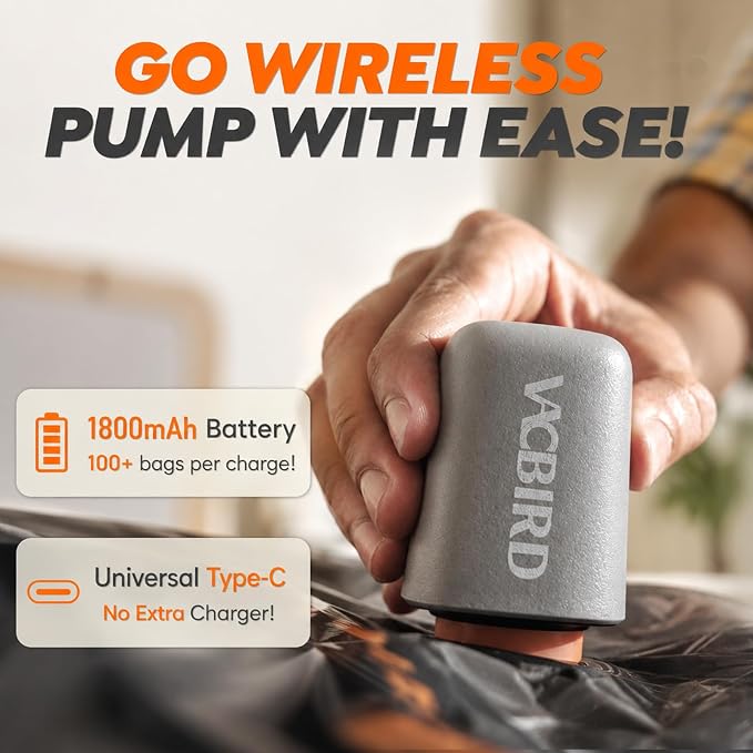 Rechargeable Wireless Pump Travel Storage Bags Set - 15 Pack Small Size Vacuum Bags for Travel & Home, Space-Saving Compression Packing for Clothes, Suitcase Luggage