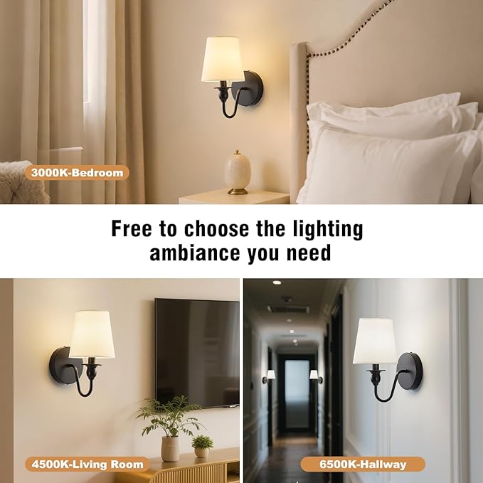Battery Operated Wall Sconce Set of 2,Wireless Wall Sconces with 10000 mAh,RGB Rechargeable Sconces with Remote,Cordless Wall Lights for Bedroom,Living Room,Bathroom,Renter Friendly Home Decor (Black)