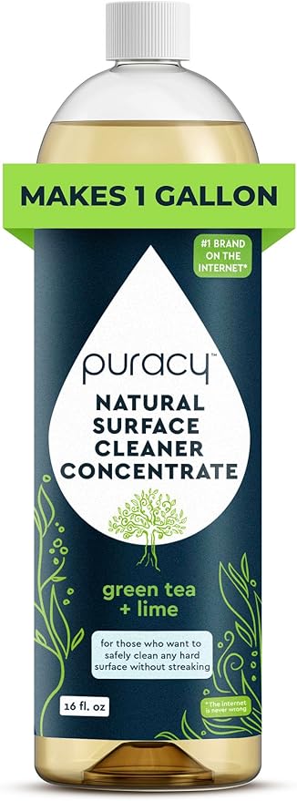 Puracy 99.9%天然多目的クリーナー濃縮液 - 128oz多目的クリーナー作成 - グリーンティー＆ライム - 表面クリーナー、床用クリーナー、キッチンクリーナー、浴室用クリーナー - 掃除用品