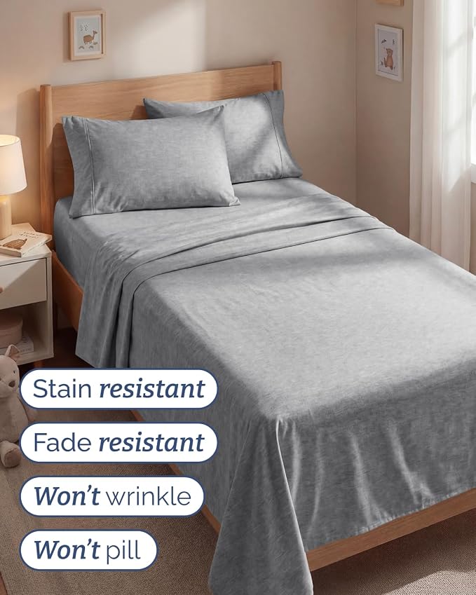 Twin 4 Piece Sheet Set - Comfy Breathable & Cooling - Soft Hotel Luxury Bedding Set with 8-16 Inch Deep Pockets - 1 Flat & 1 Fitted Sheet & 2 Pillowcases - Wrinkle Free & Easy Care - Heathered Grey