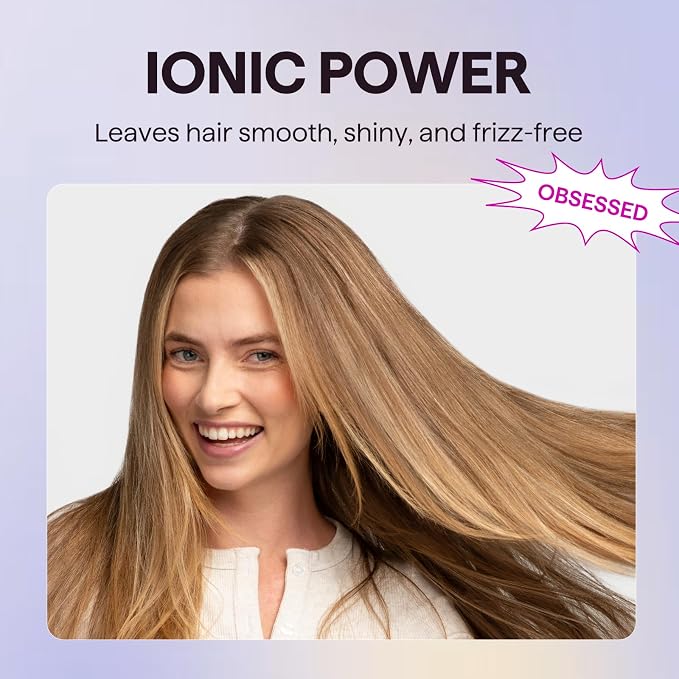 Wavytalk Blow Dryer with Diffuser, Blown Away Ionic Hair Dryer for Curly Hair with Comb, 1875W Fast Drying Blow Dryer with Ceramic Technology, 3 Attachments for All Hair Types, Light and Quiet, Purple