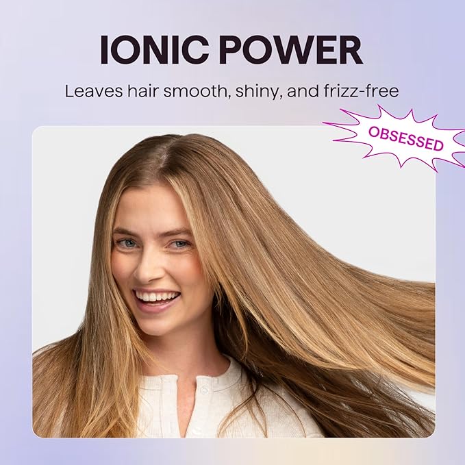 Wavytalk Hair Dryer, Blown Away Ionic Hair Dryer for Curly Hair with Diffuser, 1875W Fast Drying Blow Dryer with Ceramic Technology, 3 Attachments for All Hair Types, Light and Quiet, Rose Gold