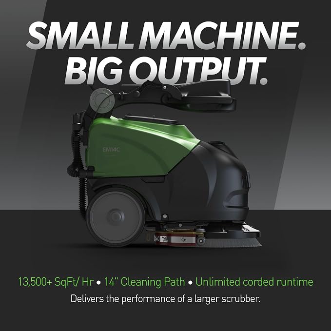 IPC Eagle EM14C Walk Behind Floor Scrubber - 110V-Powered | Commercial Auto Scrubber with 14" Cleaning Path