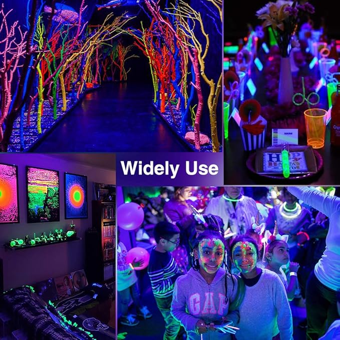 Onforu 4 Pack 38W LED Black Lights, Blacklight Flood Light with Plug, IP66 Waterproof, for Halloween Party, Glow in The Dark, Stage Lighting, Aquarium, Body Paint, Fluorescent Poster, Neon Glow,Black