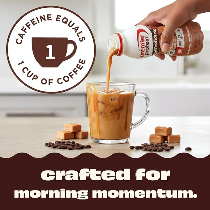 Bundle of Premier Protein Caramel Macchiato Protein Shake + Café Latte Protein Powder