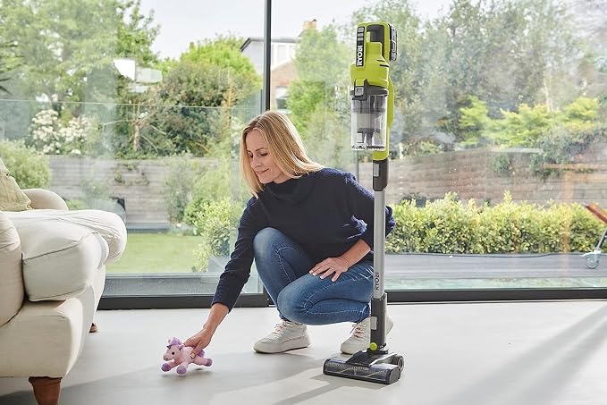 RYOBI 18 V ONE+ RSV18-0 Cordless Floor Vacuum Cleaner (30 AirWatt Suction Power, 820 l/min Airflow, 24 cm Wide Floor Nozzle, without Battery and Charger), Green