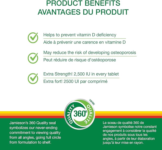 Jamieson Extra Strength Vitamin D3 2,500 IU, 180 tabs