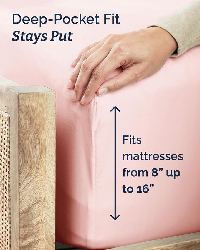 Twin XL 4 Piece Sheet Set - Comfy Breathable & Cooling - Ultra-Soft Hotel Luxury Bedding Set w/ 8-16 Inch Deep Pockets - 1 Flat & 1 Fitted Sheet & 2 Pillowcases - Wrinkle Free & Easy Care - Baby Pink