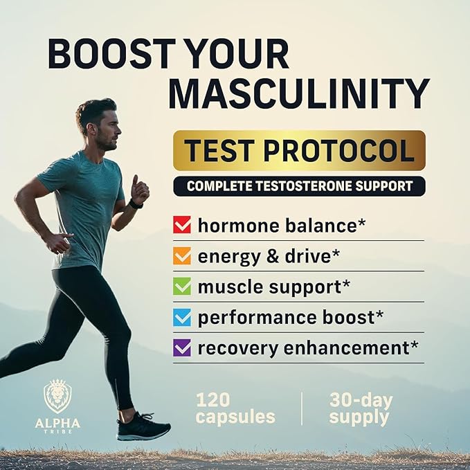 Alpha Tribe Test Protocol - Elite Natural Testosterone for Men | Testosterone Supplement for Men with Ashwagandha & Tongkat Ali (120 Count Pack of 3)