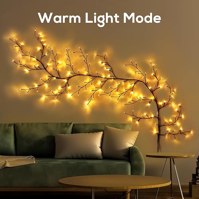 YCoisini Enchanted Willow Vine Lights for Home Decor with 160LEDs, 8.2FT Wall Decoration Light with 8 Remote Control Modes (Brown)(1PCS)