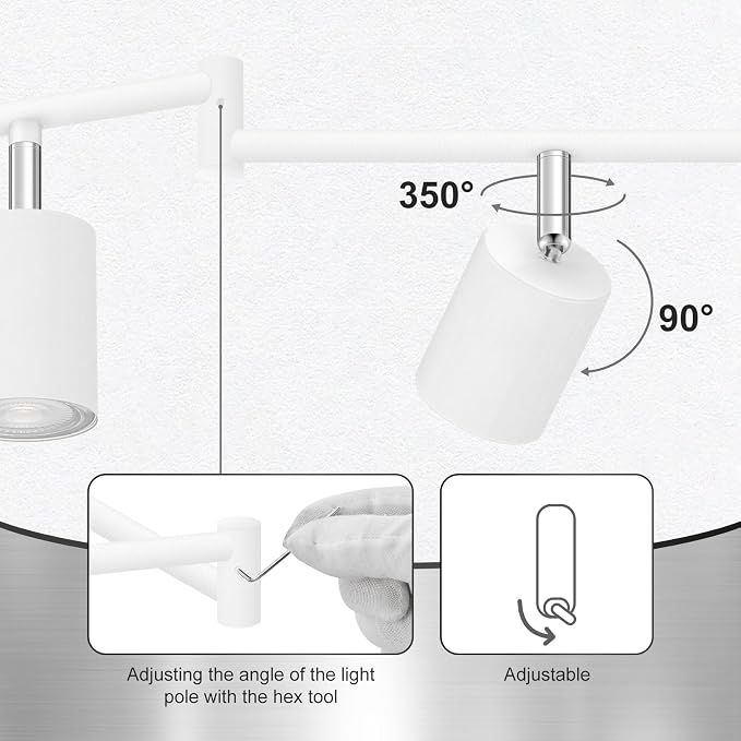 AUQUEE 6 Light Track Lighting Fixtures Ceiling, Matte White Kichen Track Lighting Fixtures with Rotatable Light Heads, Foldable Lamp Arms, Modern LED Track Lights for Kitchen/Hallway, No GU10 Bulb