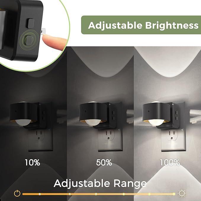 L LOHAS LED Night Light Projector, Night Lights Plug into Wall, 2000K/3000K/5000K Adjustable Color Temperature Nightlight, Rotating Nightlight with Light Sensor for Kids, Bathroom, Gaming Room,2 Pack