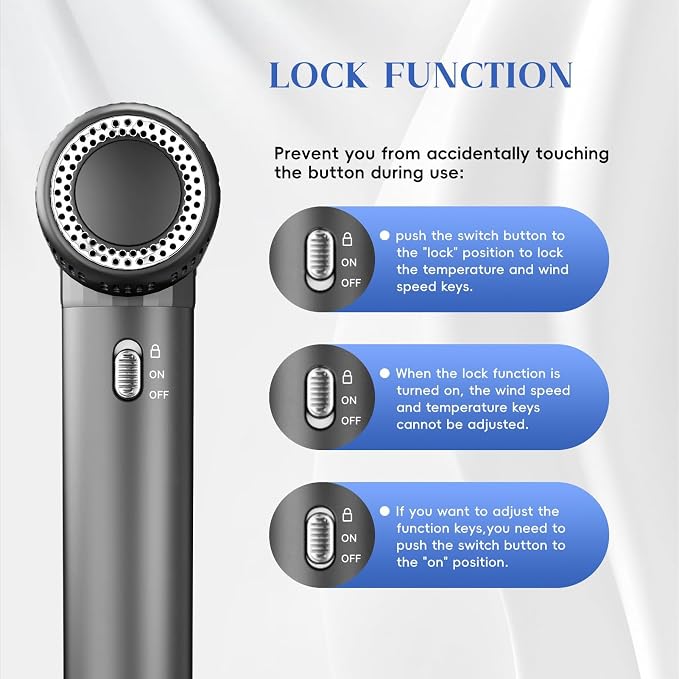 Natrial Ionic Professional Hair Dryer with Diffuser for Curly Hair,1600W&110000RPM High Speed Blow Dryer for Women,Fast Drying,Lock Function,Low Noise,Lightweight for Home Travel Salon,Dark Gray