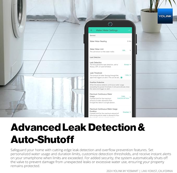NSF Certified YoLink FlowSmart All-in-One Smart Water Meter & Auto Shutoff for 1.5" Pipes, LoRa Long-Range, Real-Time Leak Detection, 10-Year Battery, 80+ Device Ecosystem, Hub Included – YS5018