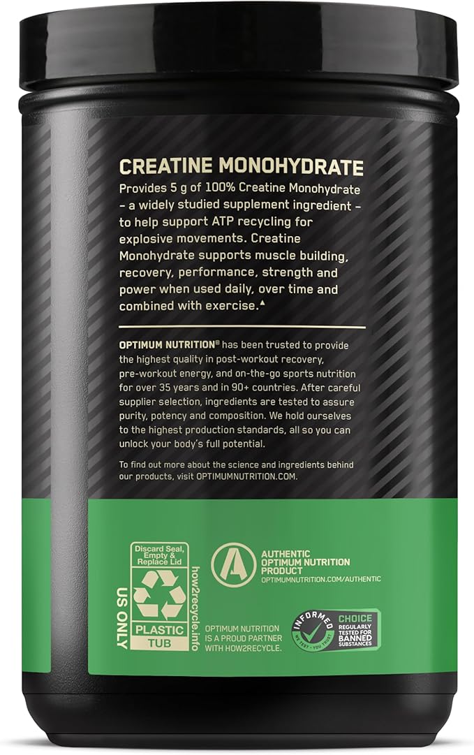 Optimum Nutrition Micronized Creatine Monohydrate Powder, Unflavored, 120 Servings, 600 Grams (Packaging May Vary) (Pack of 2)