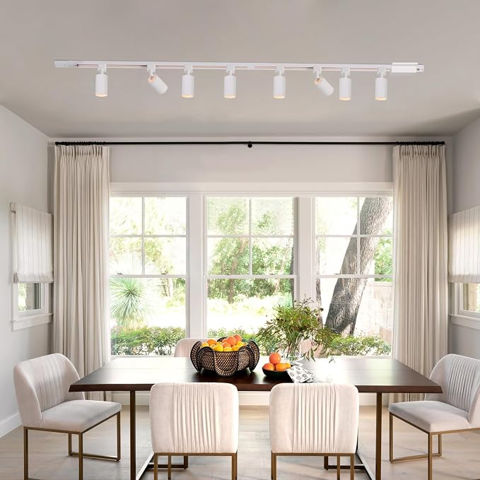 6 Lights LED Track Lighting Kit with 6.6FT H Track Lighting Rails & Floating Canopy Connector, GU10 Track Light Kit Modern Kitchen Track Lighting Fixtures Ceiling Spot Light, White - No Bulbs