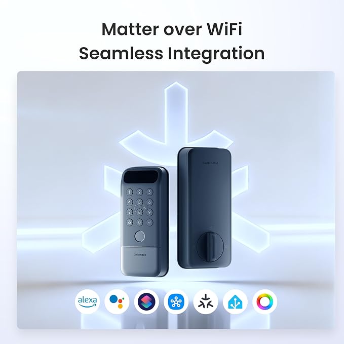 SwitchBot Lock Vision Pro Smart Lock, 3D Face Recognition + Palm Vein + Fingerprint, Keyless Entry Deadbolt for Front Door, 12-Month Battery, WiFi No Hub, Auto-Lock, Matter, Apple Home, Alexa, Google