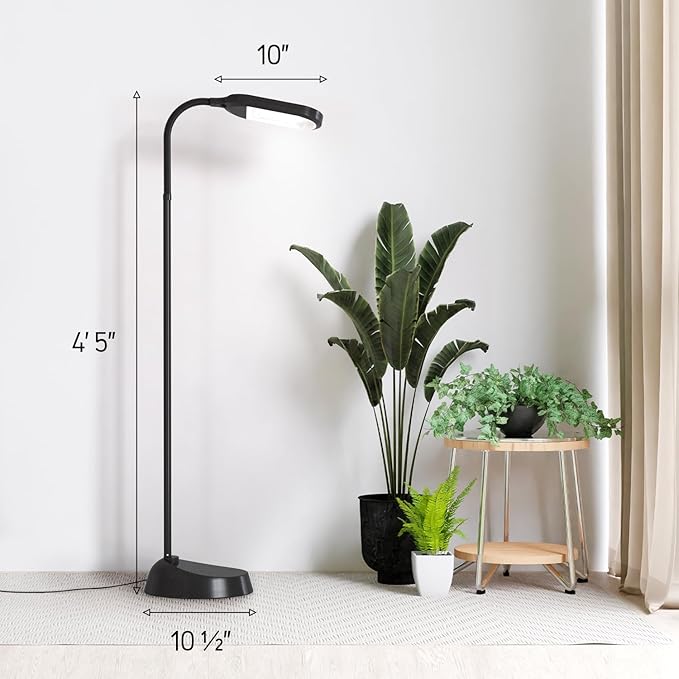 Kenley Natural Daylight Floor Lamp - Craft Light Floor Standing for Reading, Crafting, Sewing - Adjustable Gooseneck - Task Lamps for Living Room, Bedroom, Office